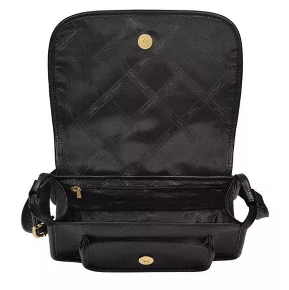 Longchamp Le Foulonné Leather Crossbody | Black/Gold - Picture 6 of 12